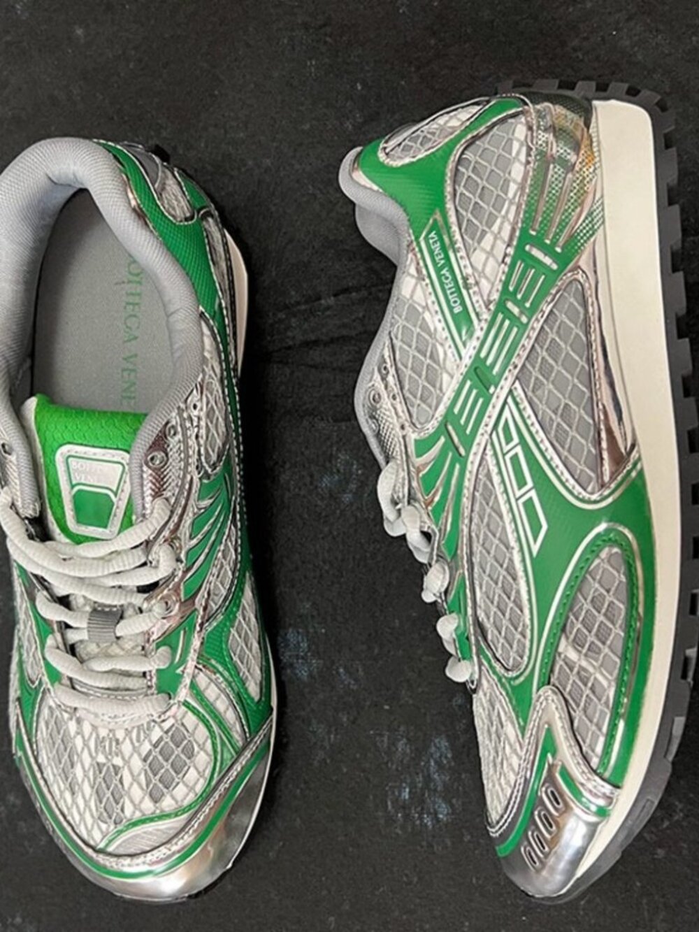 Bottega Veneta Sneakers with Silver Parakeet Print